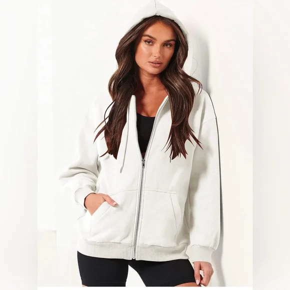 ANRABESS Women's Oversized Zip Up Hoodie Y2K Casual Drawstring Jacket NW… - Picture 5 of 10